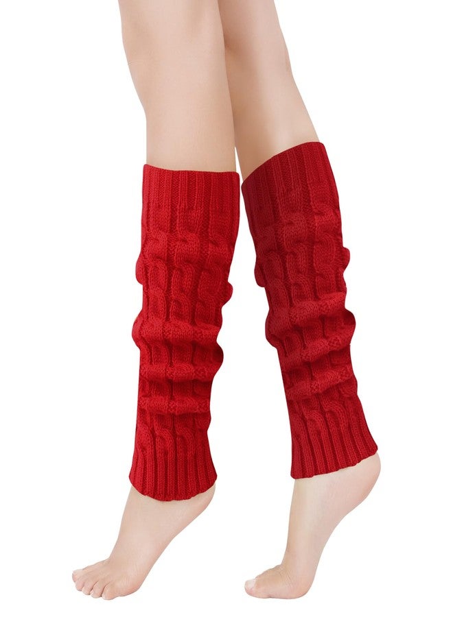 Junely Leg Warmers Christmas Leg Warmer Knit Legwarmers Neon for Winter 80s Ballet Dance Figure Skating Ice Skating Boot Red - Image 1